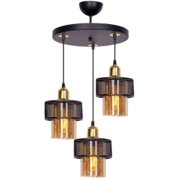 Φωτιστικό Οροφής Caroline 0207363 30x30x70cm 3xE27 60W Black-Gold Megapap Μέταλλο