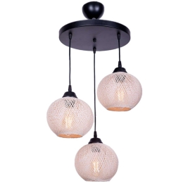 Φωτιστικό Οροφής Riordan 0207385 30x30x65cm 3xE27 60W Black-Beige Megapap Σχοινί,Μέταλλο