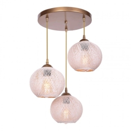 Φωτιστικό Οροφής Riordan 0207383 30x30x65cm 3xE27 60W Gold-Beige Megapap Σχοινί,Μέταλλο