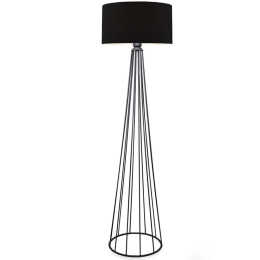 Φωτιστικό Δαπέδου Faraday 0123688 38x21x155cm 1xE27 15W Black Megapap Μέταλλο,Ύφασμα