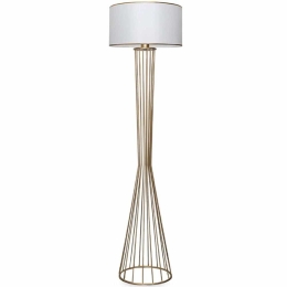 Φωτιστικό Δαπέδου Clarke 0123686 38x21x155cm 1xE27 15W White-Gold Megapap Μέταλλο,Ύφασμα