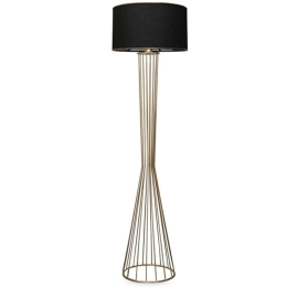 Φωτιστικό Δαπέδου Clarke 0123687 38x21x155cm 1xE27 15W Black-Gold Megapap Μέταλλο,Ύφασμα