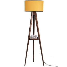 Φωτιστικό Δαπέδου Parry 0124923 45x24x153cm 1xE27 60W Walnut-Mustard Megapap Ξύλο,Ύφασμα
