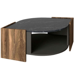 Τραπεζάκι Σαλονιού Marbel 0215968 75x75x40cm Walnut-Black