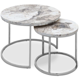 Ζιγκόν Gary Marble (Σετ 2Τμχ) 0224270 65x65x44cm Beige-Chrome