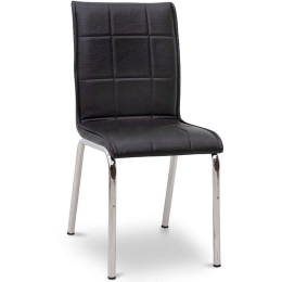 Καρέκλα Τραπεζαρίας Pitt 0128481 39x51x88cm Black Μέταλλο,Τεχνόδερμα