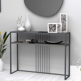 Κονσόλα Kary 0192550 120x33x90cm Grey Μελαμίνη,Μέταλλο