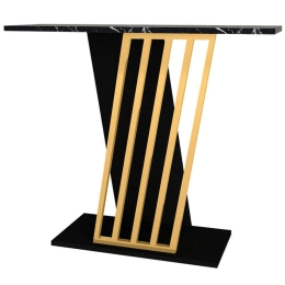 Κονσόλα Gravity 0216046 90x29,6x76,8cm Black-Gold Μελαμίνη,Μέταλλο