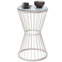 Τραπεζάκι Σαλονιού Βοηθητικό Hoffman Marble 0211973 35x35x58cm White