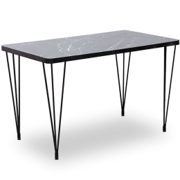 Τραπέζι Roger Marble 0212183 120x70x75cm Black Mdf,Μέταλλο