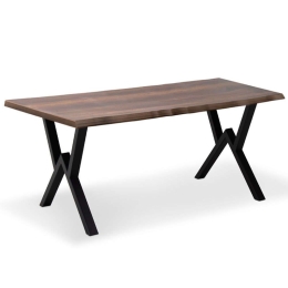 Τραπέζι Walter 0212167 140x80x75cm Walnut-Black Mdf,Μέταλλο
