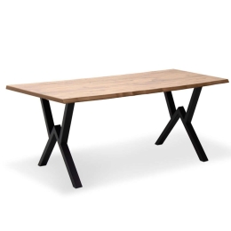 Τραπέζι Walter 0212168 160x80x75cm Natural-Black Mdf,Μέταλλο