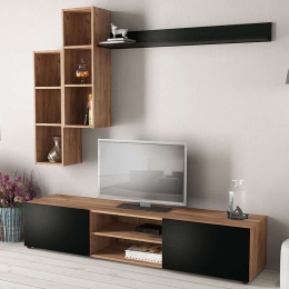 Σύνθεση Τηλεόρασης Enola 0206451 180x38x170cm Walnut-Black
