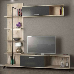 Σύνθεση Τηλεόρασης Ethel 0206449 190x40x190cm Oak-Anthracite