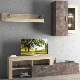 Σύνθεση Τηλεόρασης Maeve 0206413 224x42x190cm Oak-Grey