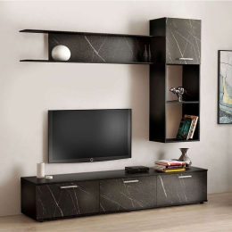 Σύνθεση Τηλεόρασης Trixie Marble 0206445 180x40x175cm Black-Grey