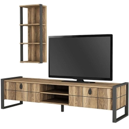 Σύνθεση Τηλεόρασης Ursula 0212779 184,5x34x45cm Walnut-Black