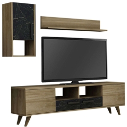 Σύνθεση Τηλεόρασης Vinci 0212896 140x29,5x46cm Marble Black-Oak
