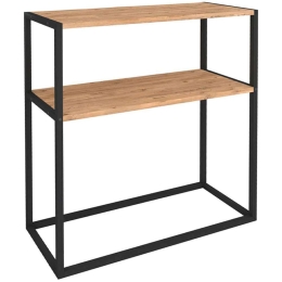 Κονσόλα Castel 0212574 90x33,5x90cm Black-Oak Μελαμίνη,Μέταλλο