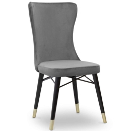Καρέκλα Τραπεζαρίας Mimoza 0222830 53x48x101cm Grey-Black Βελούδο, Ξύλο
