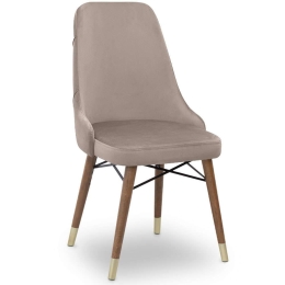 Καρέκλα Τραπεζαρίας Venus 0222822 53x48x95cm Beige-Walnut Βελούδο, Ξύλο