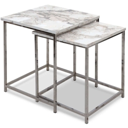 Ζιγκόν Florence (Σετ 2Τμχ) 0224276 46x46x50cm Marble Effect Beige-Chrome