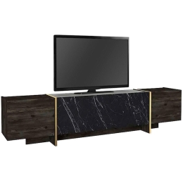 Έπιπλο Τηλεόρασης Veyron 0228144 180x32,3x45cm Marble Effect Black-Gold