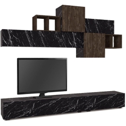 Σύνθεση Τηλεόρασης Tromen 0228204 260x40x33cm Marble Effect Black