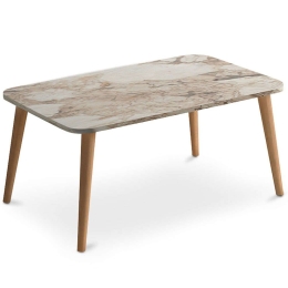 Τραπέζι Σαλονιού Soul 0221431 90x55x41cm Marble Effect Beige