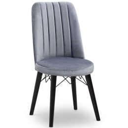 Καρέκλα Τραπεζαρίας Alegra 0230209 46x44x91cm Grey-Black Μέταλλο,Βελούδο,Ξύλο