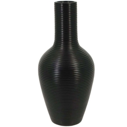 Βάζο - Μπουκάλι Γραμμωτό 15-00-22511-35 Φ14x31cm Black Marhome Κεραμικό