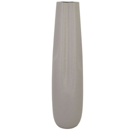 Βάζο Τσαλακωτό Γραμμωτό 15-00-22512-75 Φ18x78cm Light Grey Marhome Κεραμικό