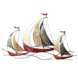 Διακοσμητικό Τοίχου Καραβάκια 15-00-21411 86x54x6cm Multi Marhome Μέταλλο