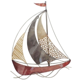 Διακοσμητικό Τοίχου Καραβάκι 15-00-21404 38,7x49,5x7cm Multi Marhome Μέταλλο