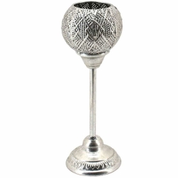 Κηροπήγιο Δισκοπότηρο Τρυπητό 15-00-22436 Φ12x34,5cm Silver Marhome Μέταλλο