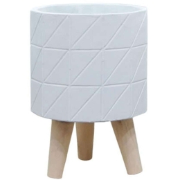 Κασπώ 06-00-21202-2 Φ16x23,5cm White-Natural Marhome Ξύλο,Τσιμέντο