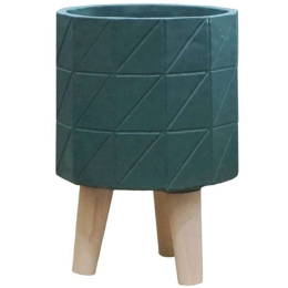 Κασπώ 06-00-21203-1 Φ19,5x28,5cm Green-Natural Marhome Ξύλο,Τσιμέντο