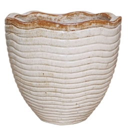 Κασπώ Πήλινο Κύματα 06-00-21271-L Φ50x47cm White-Terracotta Marhome Πηλός