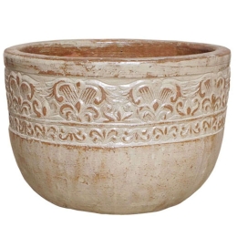 Κασπώ Πήλινο 06-00-21275-M Φ42x29cm Ecru-Terracotta Marhome Πηλός