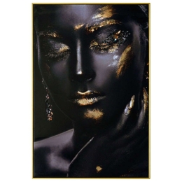 Κάδρο Γυναίκα 15-00-21141 63x93x3,5cm Black-Gold Marhome Κάθετοι Χαρτί,Μέταλλο