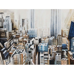 Πίνακας Καμβάς Ουρανοξύστες NY 15-00-20801 120x90x3,8cm Multi Marhome Horizontal Καμβάς