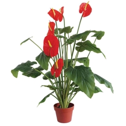 Τεχνητό Φυτό Σε Γλάστρα Ανθούριο 04-00-77065 95cm Green-Red Marhome Συνθετικό Υλικό