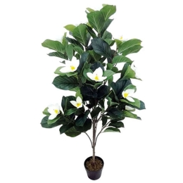 Τεχνητό Φυτό Σε Γλάστρα Mανόλια 04-00-18760 140cm Green-Ecru Marhome Συνθετικό Υλικό
