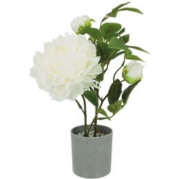 Τεχνητό Φυτό Σε Γλάστρα Παιώνια 04-00-18839 40cm Green-Ecru Marhome Συνθετικό Υλικό