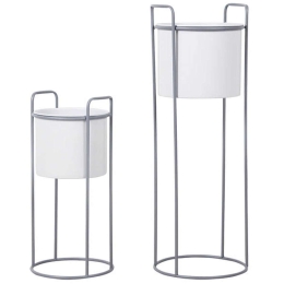 Κασπώ Σε Βάση (Σετ 2Τμχ) 19-00-21010 25x70x76/23x44x50cm Grey-White Marhome Μέταλλο