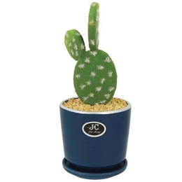 Τεχνητός Κάκτος Σε Κασπώ 00-00-81766 BLUE Φ11x24cm Multi-Blue Marhome Κεραμικό,Πλαστικό
