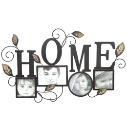 Πολυκορνίζα Τοίχου 4 Θέσεων Home 15-00-15793 60,3x35,6cm Black Marhome Μέταλλο