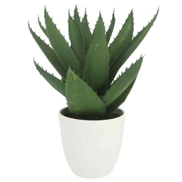 Τεχνητό Φυτό Αλόη Σε Κασπώ 04-00-22099 Φ27x30cm White-Green Marhome Συνθετικό Υλικό