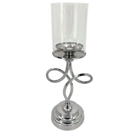 Κηροπήγιο Φιόγκος 15-00-23959 16x13x40cm Silver Marhome Μέταλλο,Γυαλί