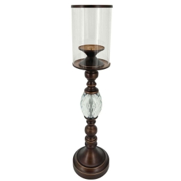 Κηροπήγιο 15-00-23969 Φ14x60cm Brown Marhome Μέταλλο,Γυαλί